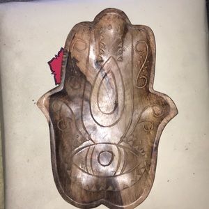 Wooden incense dish hand of hamsa